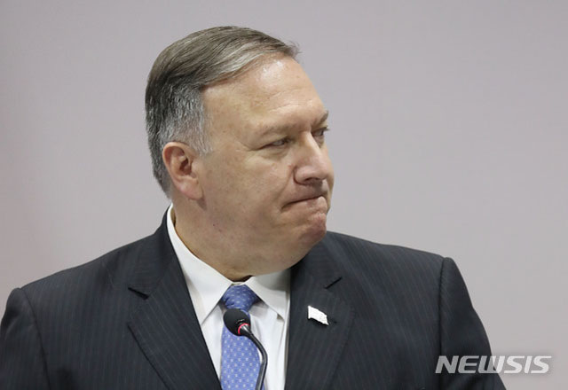 ▲ 마이크 폼페이오 미국 국무장관은 22일(현지시간) 캐나다 외교장관과의 회담 뒤 