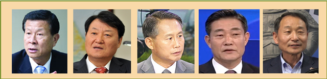 ▲ 왼쪽부터 송대성 전 세종연구소장, 김태우 전 통일연구원장, 박휘락 국민대 교수, 신원식 전 합참 작전본부장, 김형철 전 공군 참모차장 ⓒ뉴데일리DB