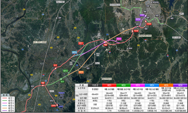 ▲ 대전 가수원~ 충남 논산간 노선도.ⓒ이은권 의원실
