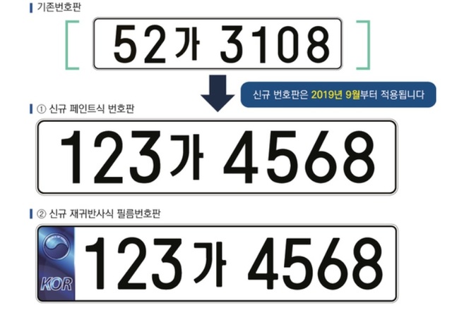 ▲ 신규 등록차량의 등록번화 체계가 7자리에서 8자리로 교체되는 새로운 번호판. ⓒ국토교통부, 제천시