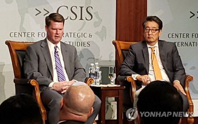 ▲ 지난 28일(현지시간) CSIS가 주최한 세미나에 나온 랜들 슈라이버 미국 국방부 인도·태평양 안보담당 차관보. 그는 이 자리에서 한국 정부의 지소미아 종료 결정에 불만을 드러냈다. ⓒ연합뉴스. 무단전재 및 재배포 금지.