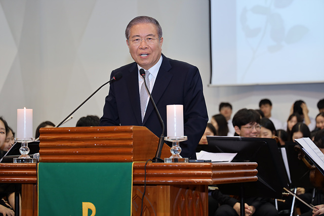 ▲ 권영걸 박사가 지난 28일 서울예고 3층 연주홀에서 서울예술고등학교 제9대 교장으로 취임했다.ⓒ서울예술고등학교