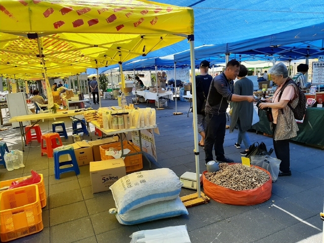 ▲ 예천군은 8월 30일부터 9월 10일까지 30여개 농가가 참여해 자매결연도시인 서울시 마포구와 구로구, 중구 만리동, 대구 MBC 등 10여개의 대도시 직거래 장터에서 추석맞이 예천 농·특산물 직거래 장터를 운영한다.ⓒ예천군