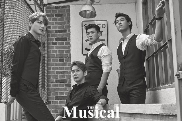 ▲ 뮤지컬 '시티오브엔젤' 4인 4색 매력이 담긴 '더 뮤지컬' 9월호 화보.ⓒ더 뮤지컬