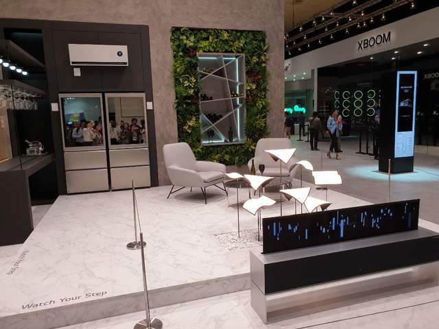 ▲ IFA 2019 LG전자 전시관에 설치된 'LG 씽큐홈' 중 '그레이트 리빙·키친' 모습. ⓒ장소희 기자