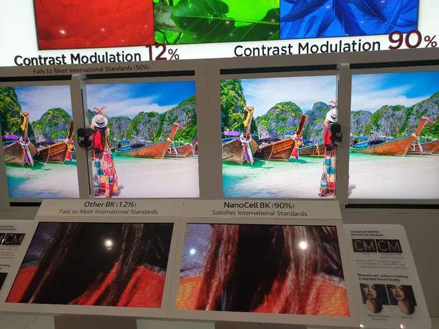 ▲ IFA 2019 LG전자 전시관에 8K 화질 선명도를 비교하는 모습. ⓒ장소희 기자