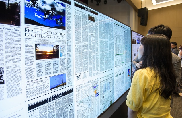 ▲ 작은 글씨도 인식이 가능한 선명도를 보이는 삼성 QLED 8K TV. ⓒ삼성전자