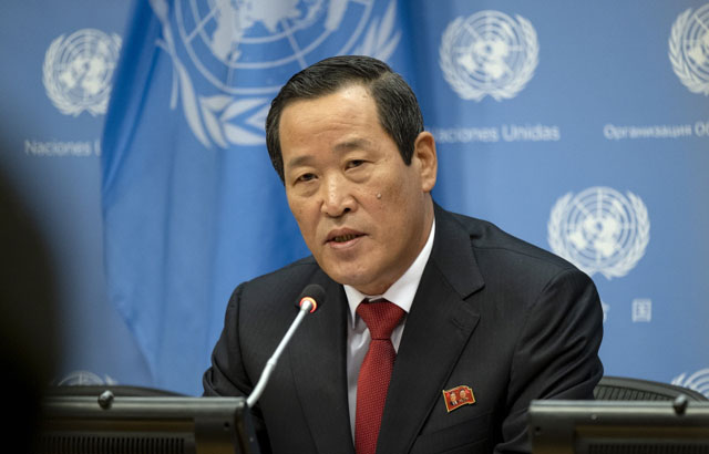 ▲ 김성 유엔주재 북한대사. '뉴욕채널'이 가동된다는 것은 김 대사도 미국과의 대화에 참여한다는 의미다. ⓒ뉴시스 AP. 무단전재 및 재배포 금지.