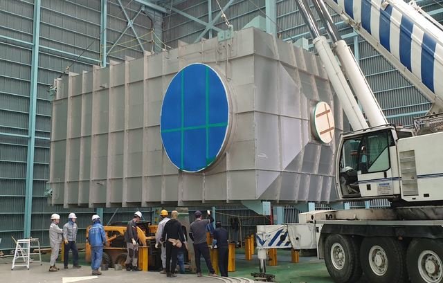 ▲ 현대중공업파워시스템 중국 옌타이 공장에서 제작 중인 탈황설비ⓒ현대중공업파워시스템