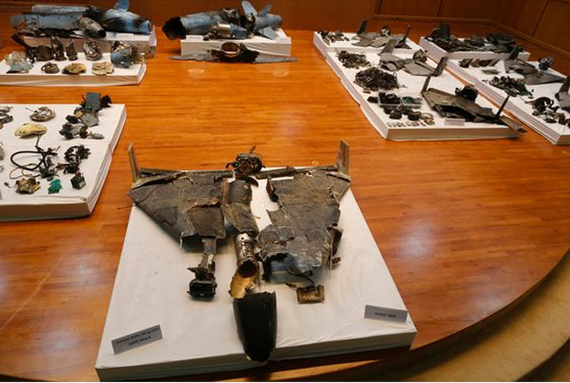 ▲ 사우디 국방부가 공개한 아람코 공격 드론의 잔해. ⓒ뉴시스 AP. 무단전재 및 재배포 금지.