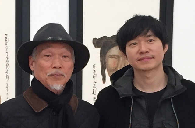 ▲ 박대성 화백(왼쪽)과 배우 유준상.ⓒ경주엑스포