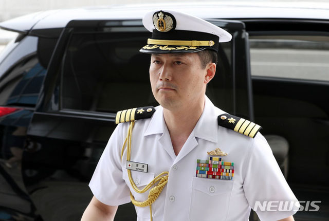 ▲ 국방부로 초치된 주한 일본무관 와타나베 타즈야 해상자위대 일등해좌(대령). ⓒ뉴시스. 무단전재 및 재배포 금지.