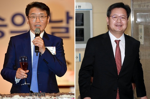 ▲ 자유미디어국민행동 고문으로 위촉된 고대영(좌) 전 KBS 사장과 김장겸 전 MBC 사장. ⓒ뉴데일리