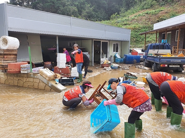 ▲ 대구시가 태풍 ‘미탁’으로 큰 피해를 입은 경북도 지원에 나선다.(사진은 대구시자원봉사센터의 경북 울진군 기성면 수해복구 지원 모습)ⓒ대구시