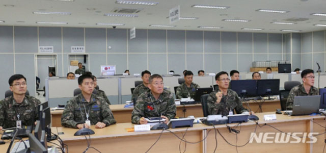 ▲ 2018년 10월 말 단독으로 전쟁지휘연습을 하는 한국군의 모습. ⓒ뉴시스, 무단전재 및 재배포 금지.