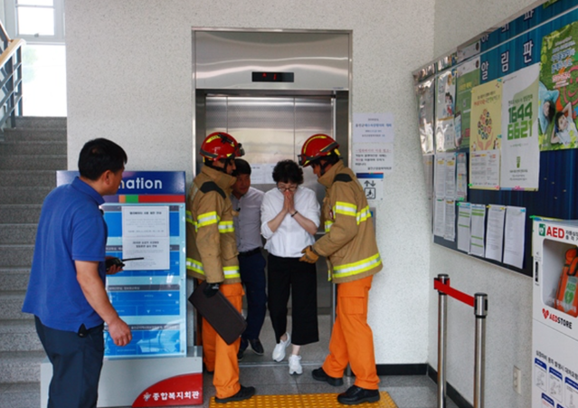 ▲ 승강기 사고훈련 모습 ⓒ 뉴데일리 DB