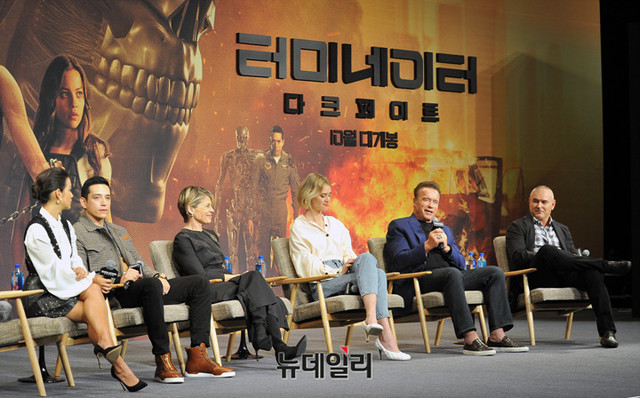 ▲ 오는 30일 개봉을 앞두고 있는 '터미네이터 : 다크 페이트'의 내한 기자간담회가 지난 21일 포시즌스 호텔 서울 그랜드볼룸에서 열렸다. ⓒ이기륭 기자