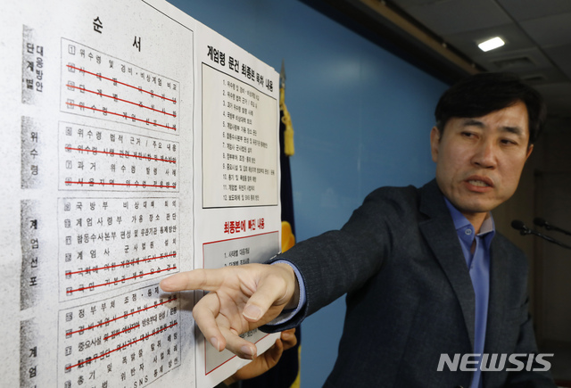 ▲ 하태경 바른미래당 의원이 5일 서울 여의도 국회에서 작년 7월 청와대가 공개한 계엄문건 관련 기자회견을 하고 있다. ⓒ뉴시스