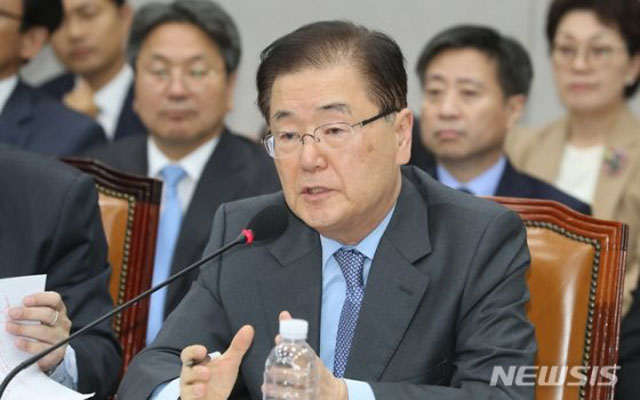 ▲ 국회 운영위원회 국정감사에 나온 정의용 청와대 국가안보실장. ⓒ뉴시스. 무단전재 및 재배포 금지.