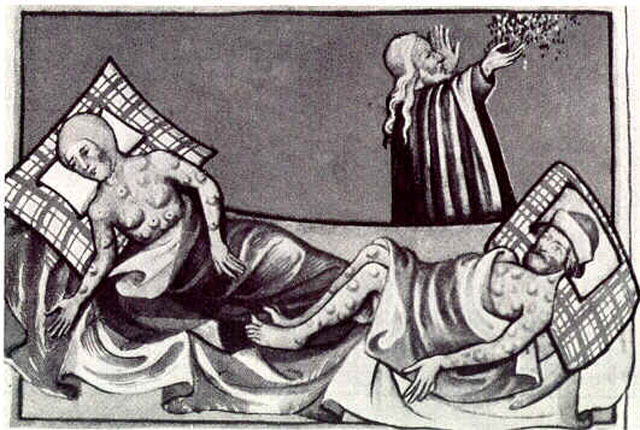 ▲ 15세기 중세 성서에 실린, 이집트 페스트 환자 그림. ⓒ위키피디아 공개사진.
