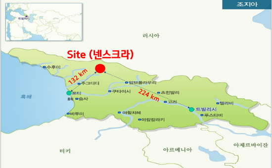 ▲ 조지아 넨스크라 수력발전소 공사 위치도. ⓒ 현대건설