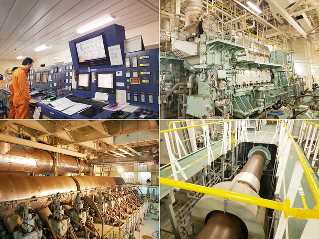 ▲ 기관실 모니터링 시스템, 발전기, 샤프트, 엔진(상단 왼쪽부터 시계방향으로).ⓒ엄주연 뉴데일리경제 기자