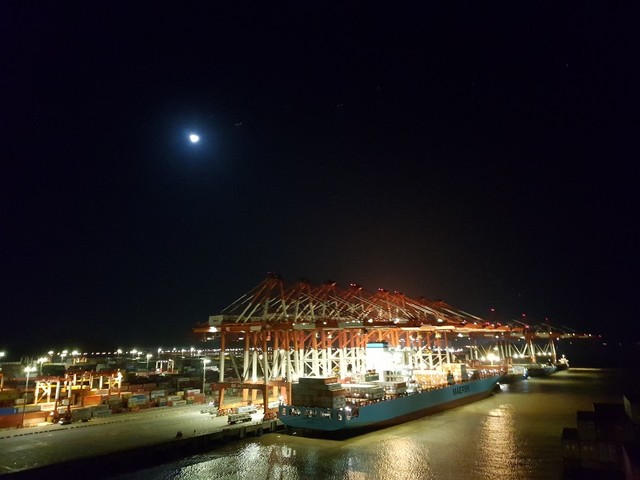 ▲ 현대리스펙트호에서 바라본 중국 상해 양산터미널.ⓒ엄주연 뉴데일리경제 기자