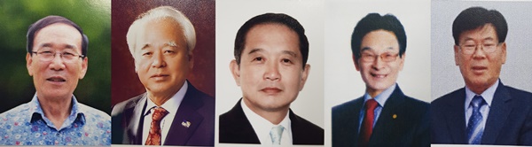 ▲ 제19회 충북도민대상 수상자(왼쪽부터 박종규, 유귀현, 이중근, 이우신, 김기명).ⓒ충북도