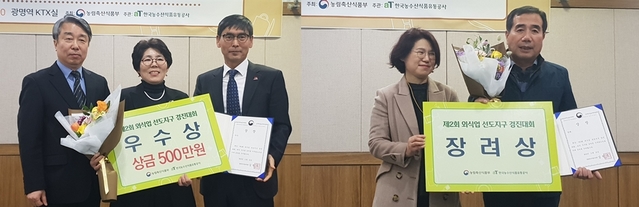 ▲ 전국 우수 외식업 선도지구 경진대회에서 김천시 ‘직지상가외식지구’가 우수상(오른쪽),  포항시 ‘영일대 북부시장 등푸른 막회 특화거리’가 장려상을 수상했다.ⓒ경북도