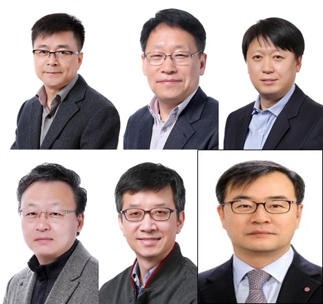 ▲ (왼쪽부터 시계방향으로) 김한섭 TV 개발 그룹장, 박정기 IT 개발 그룹장, 송상호 HR 그룹장, 김범순 LG상사 법무담당(승진 전입), 최영석 생산기술 Center장, 오정훈 Intellectual Property담당. ⓒLG디스플레이
