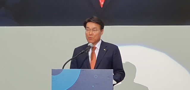 ▲ 최정우 회장이 3일 포스코센터에서 열린 2019 기업시민 포스코 성과 공유의 장에서 인사말을 하고 있다.ⓒ뉴데일리