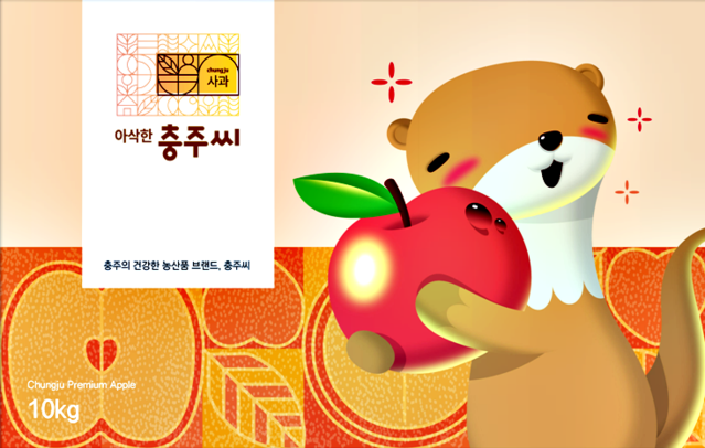 ▲ 천연기념물 제330호 '수달'의 청정하고 건강한 이미지를 표현한 충주시 농산물 캐릭터 '충주씨'.ⓒ충주시