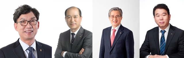 ▲ 농협금융 주요 계열사 차기 CEO로 결정된 (왼쪽부터) 이대훈 농협은행장, 최창수 농협손보 대표, 홍재은 농협생명 대표, 이구찬 농협캐피탈 대표.ⓒ농협금융