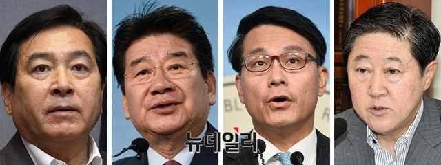 ▲ 왼쪽부터 자유한국당 차기 원내대표 선거에 출마한 심재철‧강석호‧윤상현‧유기준 의원. ⓒ뉴데일리DB