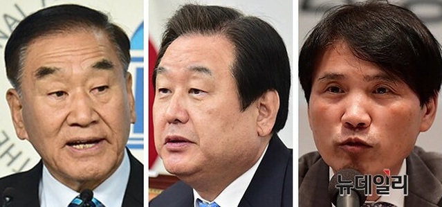 ▲ 왼쪽부터 이재오 한국당 고문, 김무성 한국당 의원, 제성호 중앙대 교수. ⓒ뉴데일리DB