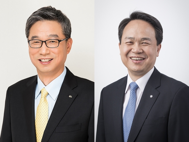 ▲ 왼쪽부터 허인 국민은행장, 진옥동 신한은행장.ⓒ뉴데일리DB