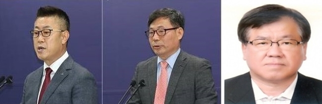 ▲ 사진 왼쪽부터 기호 3번 김부유(55) 현 세종시사회복지협의회 회장, 기호 2번 정태봉(60) 유진통신공업대표, 기호 1번 박순영(57) 트리플에이파트너스회장.ⓒ세종시체육회