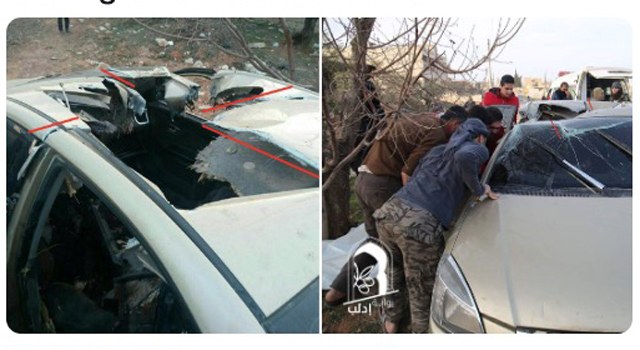 ▲ 예비역 육군장교로 현재 디지털 조사관으로 일하는 닉 워터 씨가 자신의 트위터에 올린, '닌자폭탄'을 맞은 차량 모습 ⓒ닉 워터 트위터 화면캡쳐.