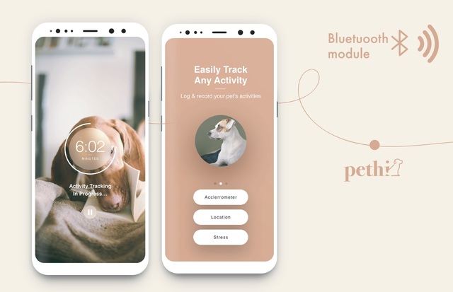 ▲ 반려동물 교감형 스마트 목걸이와 연동되는 휴대폰 앱의 모습.ⓒDGIST