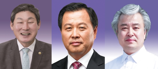 이번 4월 총선에 나서는 장경식 의장과 김봉교 부의장, 김명호 의원(왼쪽부터).ⓒ경북도의회