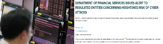▲ 미국 금융당국이 규제 대상 기관에 보낸 이란관련 사이버테러 위험 경고문(우).ⓒ연합뉴스(좌)