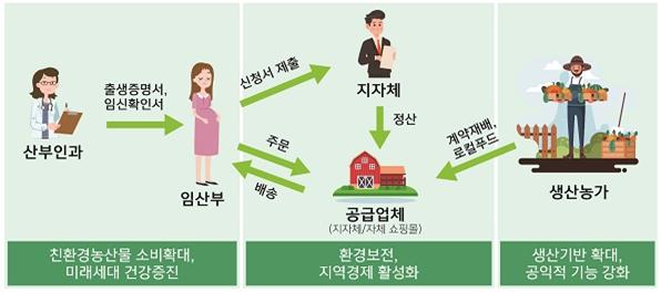 ▲ 임산부 친환경농산물 지원사업 절차도.ⓒ경북도