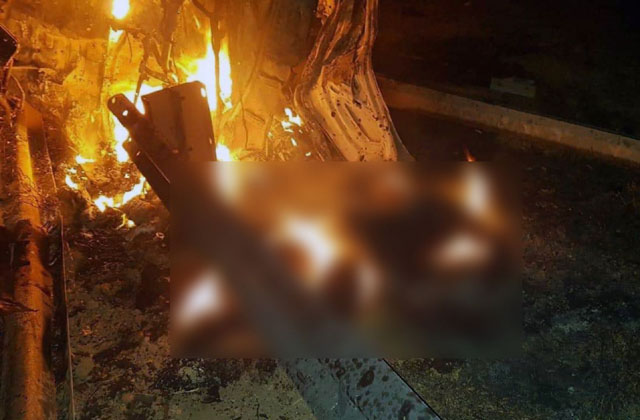 ▲ 불타는 솔레이마니 시신. 폭스뉴스는 모자이크 처리를 해서 공개했다. ⓒ폭스뉴스 관련보도 화면캡쳐.