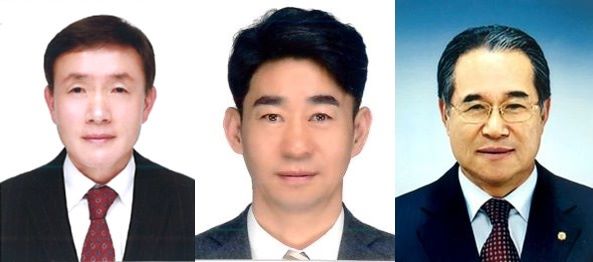 ▲ 사진 왼쪽부터 제천 이강윤·괴산 이완철·음성 최종봉 민간 초대 체육회장 당선인.ⓒ제천시·괴산군·음성군