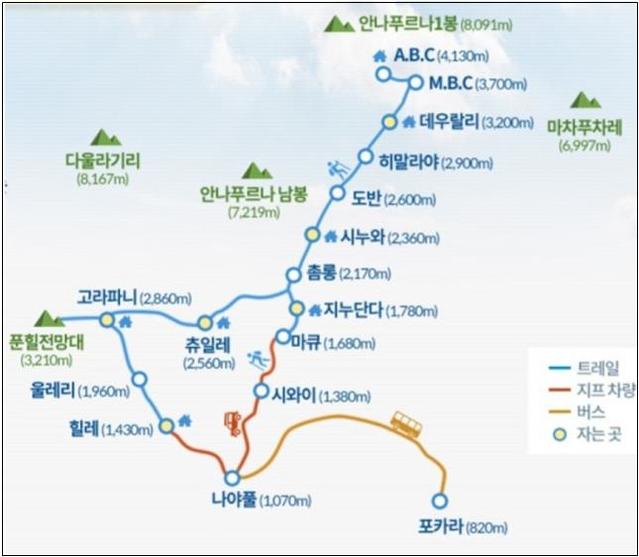 ▲ 충남도교육청 소속 4명의 교사가 실종된 네팔 안타프르나 데우랄리 지역. 실종된 교사들은 지난 13일 인천공항을 통해 네팔로 교육봉사를 떠났으나 현지에서 트레킹 도중 눈사태를 만나 가이드 2명과 함께 실종됐다.ⓒ충남도교육청