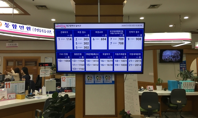 ▲ 민원실 내 통합순번 대기시스템 사진.ⓒ달서구