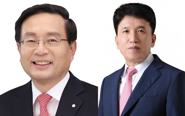 ▲ 손태승 우리은행장 겸 우리금융지주 회장(좌)과 함영주 하나금융지주 부회장.ⓒ뉴데일리