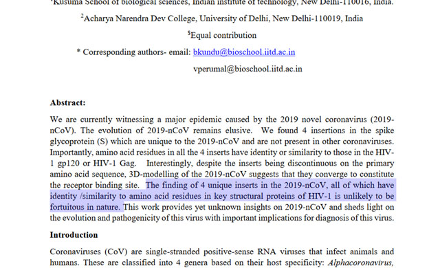 ▲ 인도 연구진이 바이오 아카이브에 공개한 논문 초안 가운데 요약본 일부. ⓒ인도 연구진 논문 캡쳐