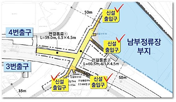▲ 만촌역 지하연결 통로 및 출입구 설치계획도.ⓒ김부겸 의원 측