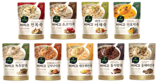 ▲ CJ제일제당 비비고 파우치죽 9종ⓒCJ제일제당